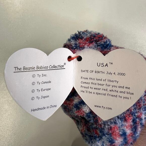 TY Beanie Baby Bear USA, 4th of July New Millennium Edition Red White Blue 2000 - Picture 6 of 7